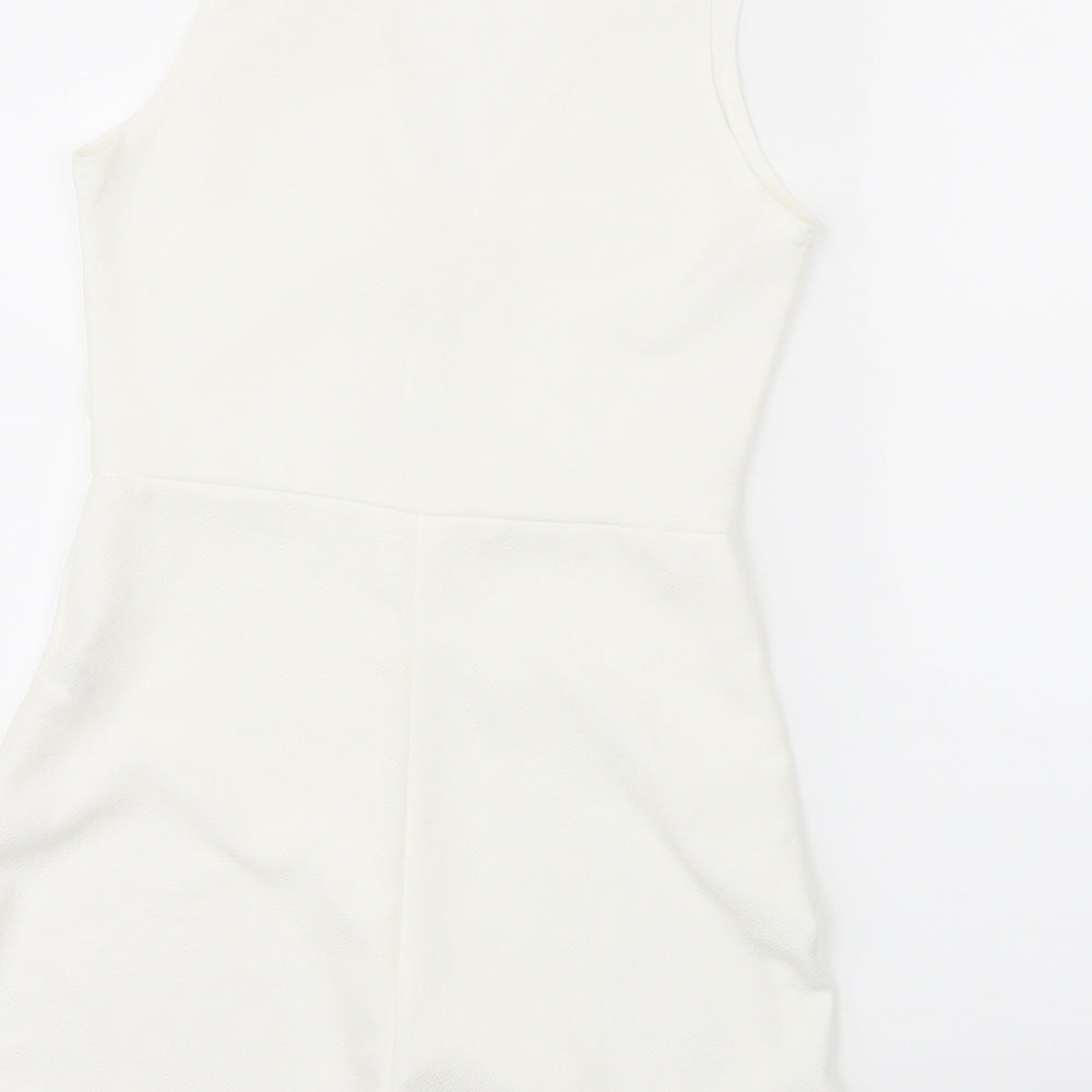 PRETTYLITTLETHING Womens Ivory   Playsuit One-Piece Size 8