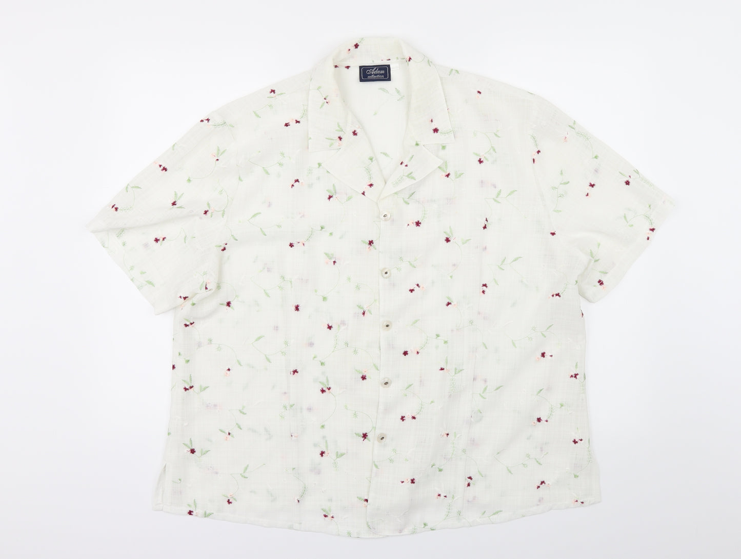 Adam Collection Womens White Floral  Basic Button-Up Size 22