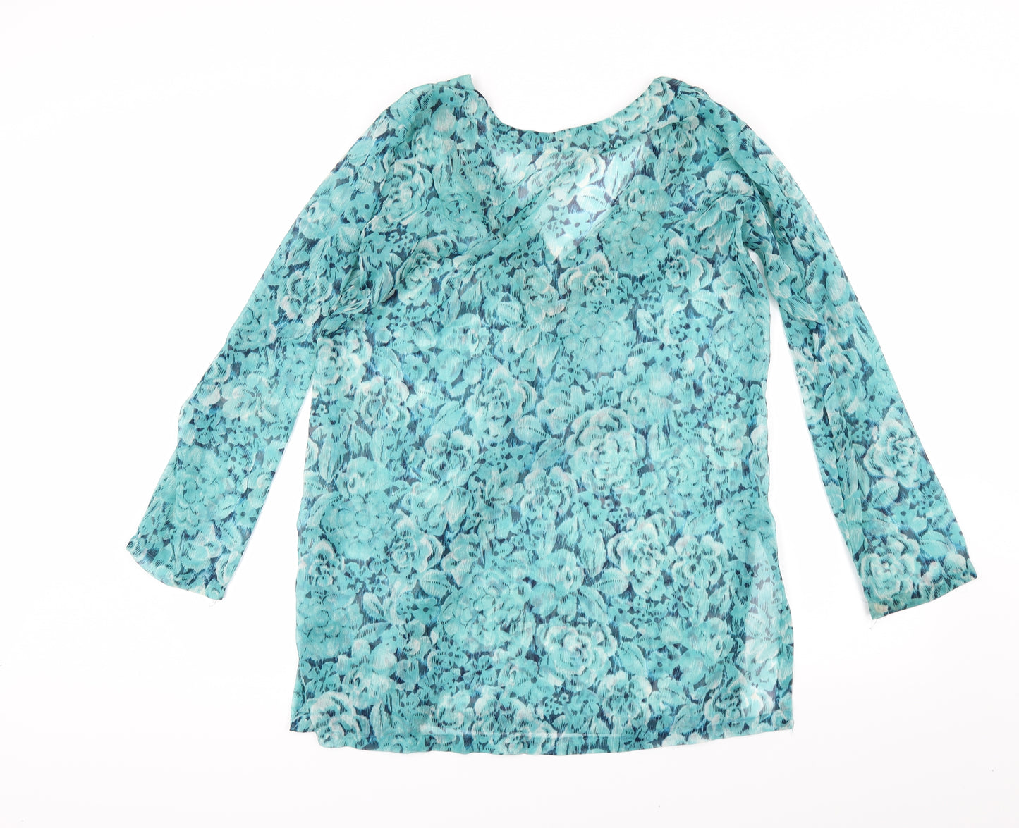 Elegance Womens Beige Floral  Tunic Blouse Size XL