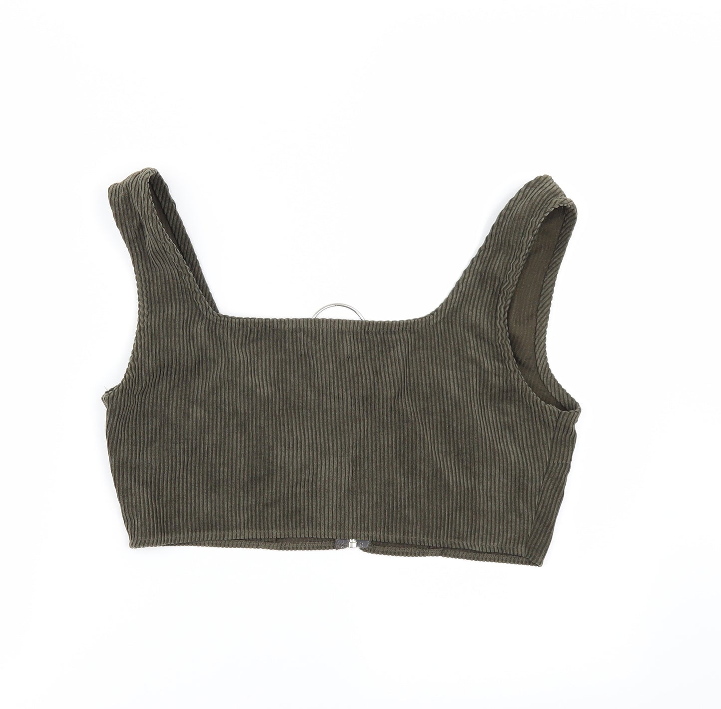 PRETTYLITTLETHING Womens Green   Cropped Button-Up Size 8