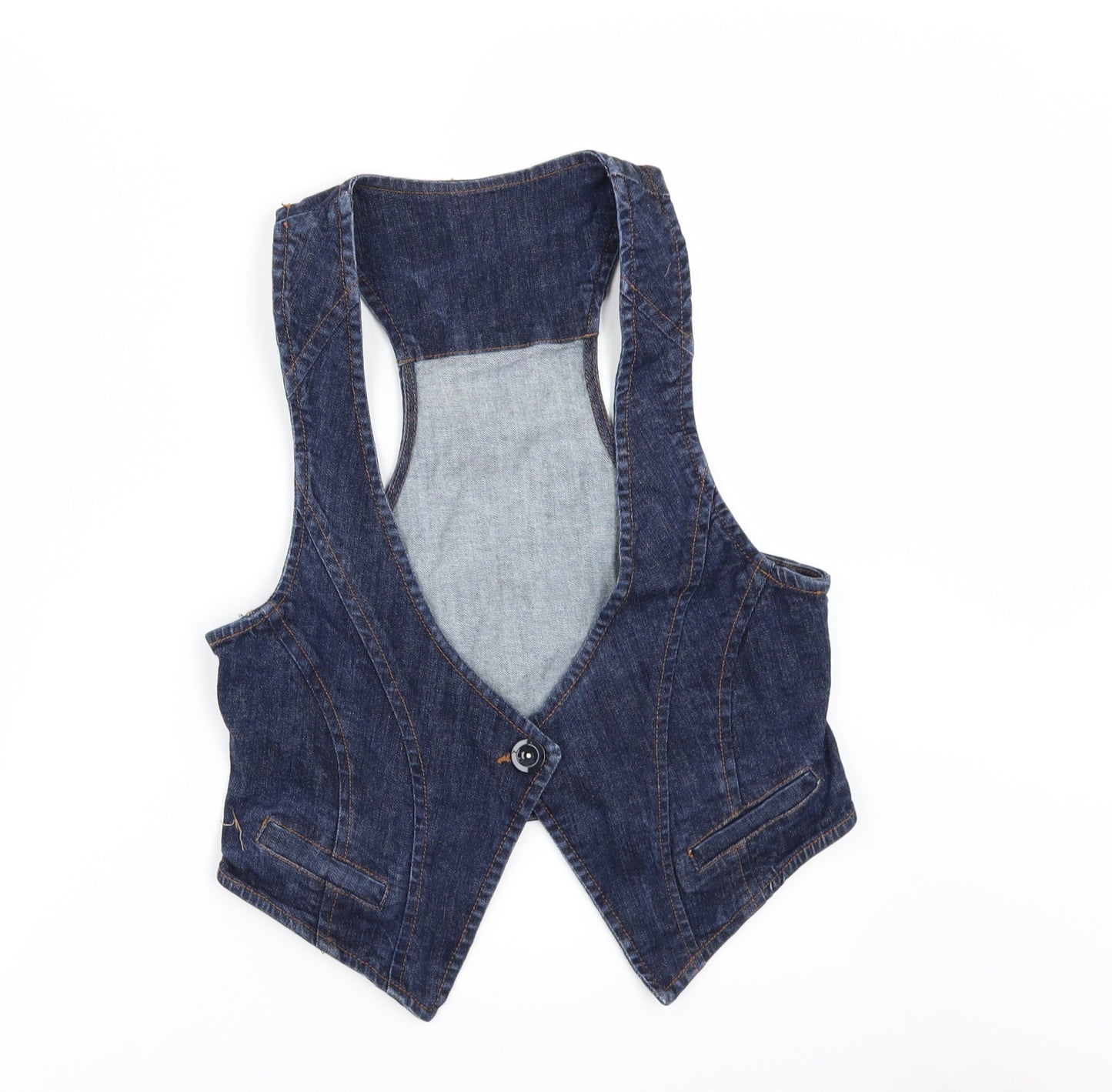 New Look Womens Beige  Denim Jacket Waistcoat Size 14