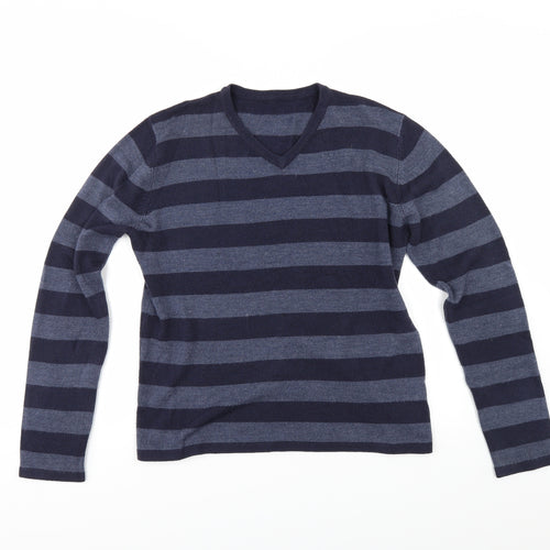 Marks and Spencer Boys Blue Striped  Pullover Jumper Size 13-14 Years