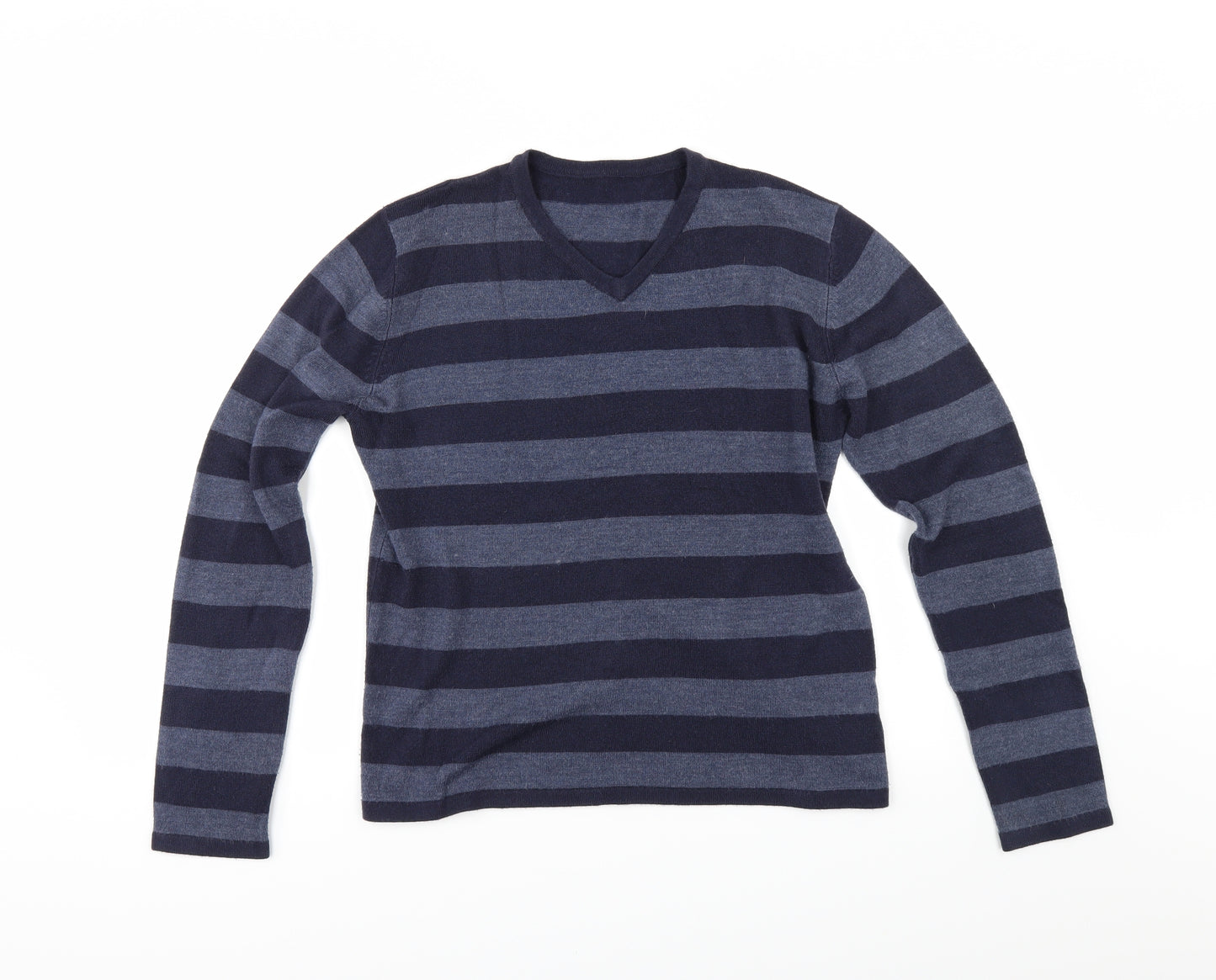 Marks and Spencer Boys Blue Striped  Pullover Jumper Size 13-14 Years