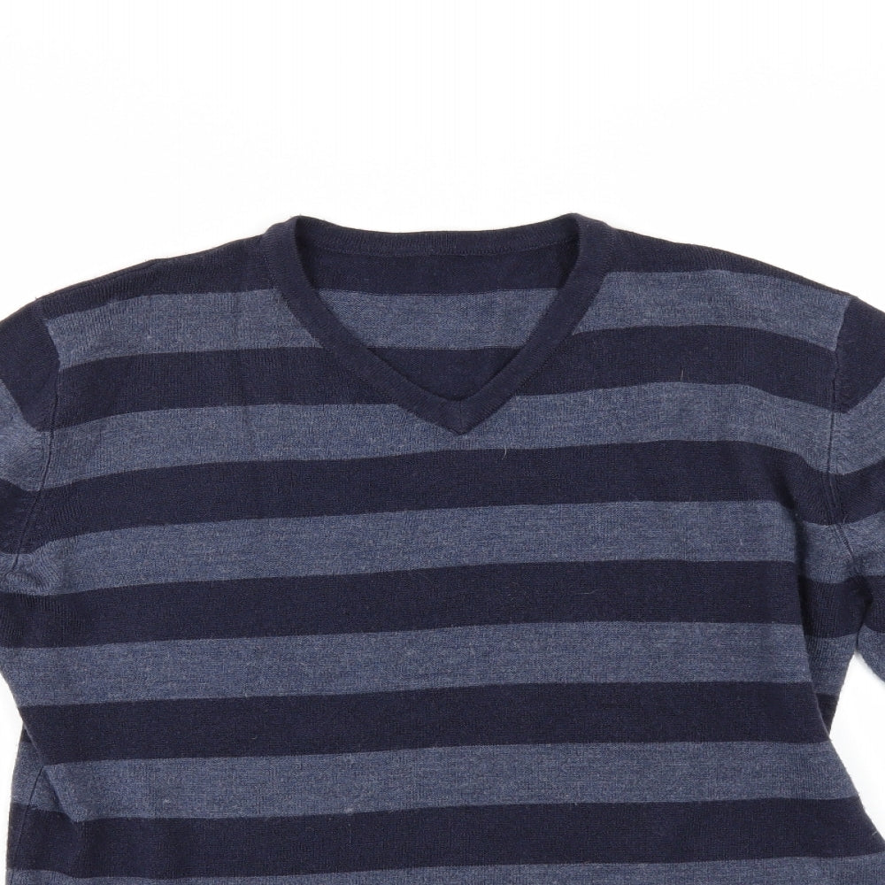 Marks and Spencer Boys Blue Striped  Pullover Jumper Size 13-14 Years