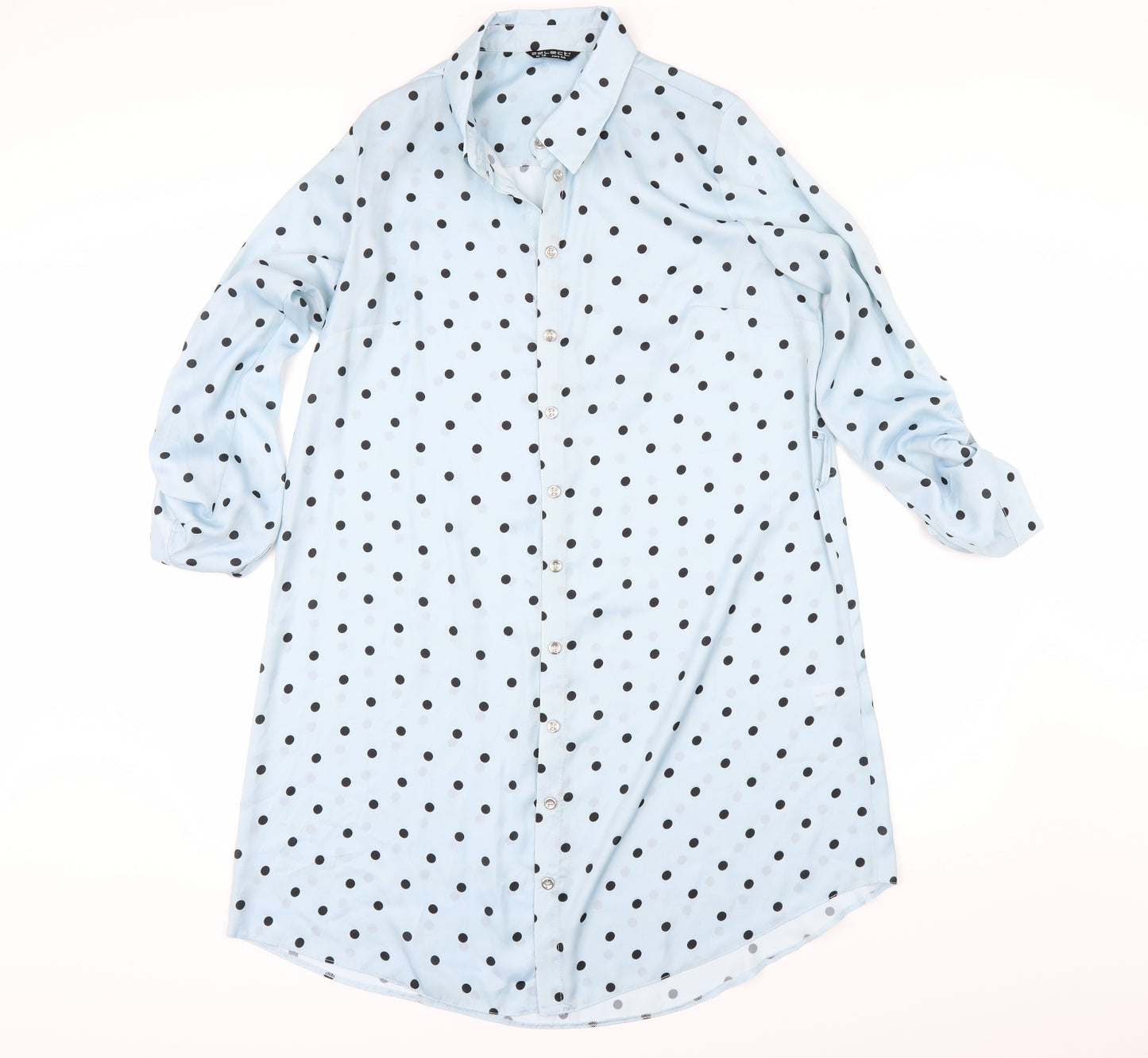 Select Womens Black Polka Dot  Ringer Button-Up Size 16