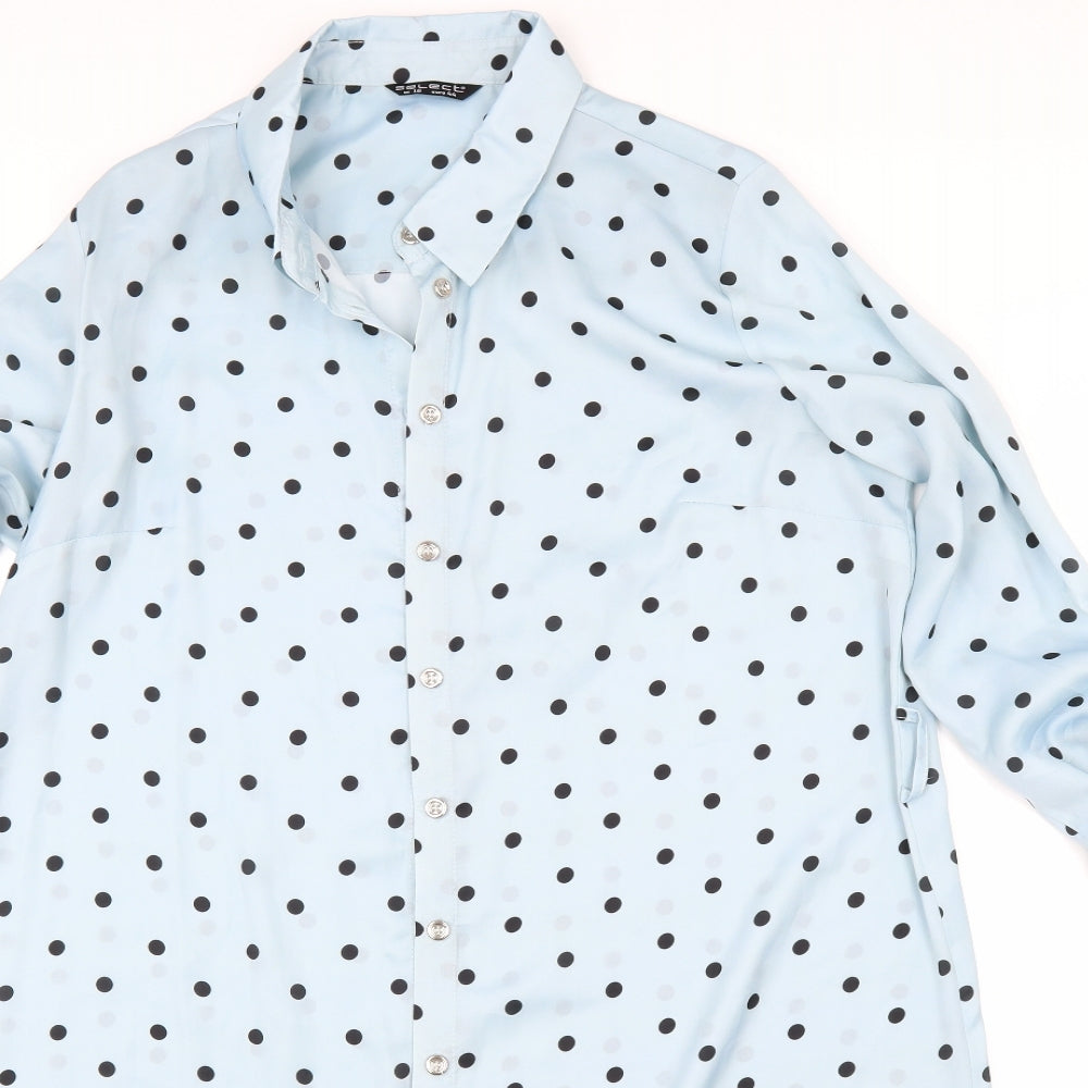 Select Womens Black Polka Dot  Ringer Button-Up Size 16