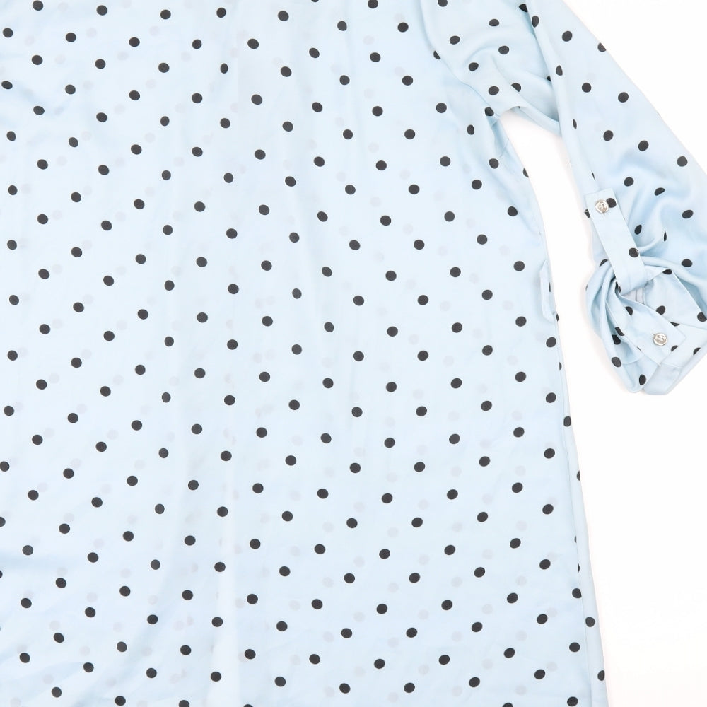 Select Womens Black Polka Dot  Ringer Button-Up Size 16