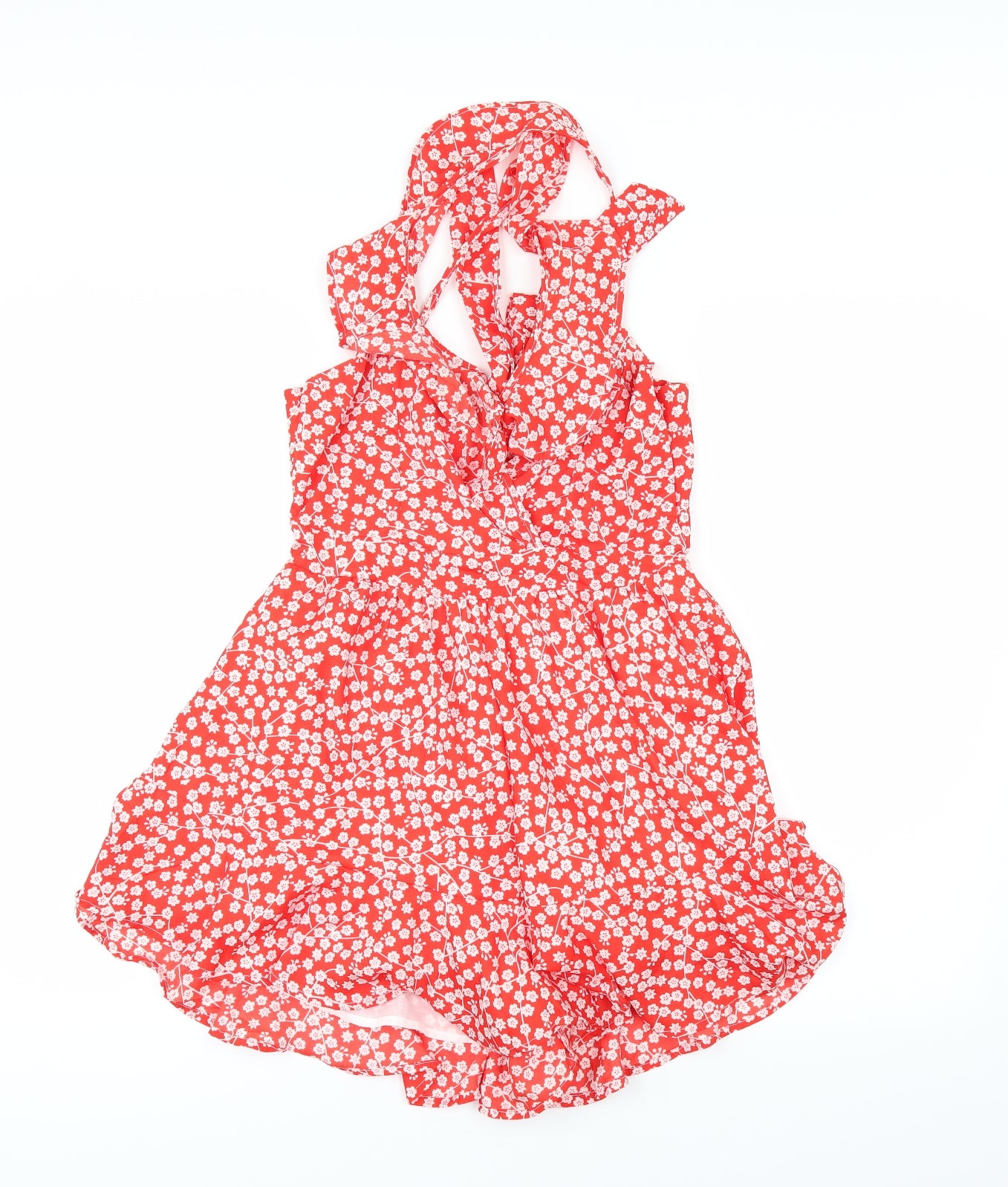 Preworn Womens Red Floral  Playsuit One-Piece Size M