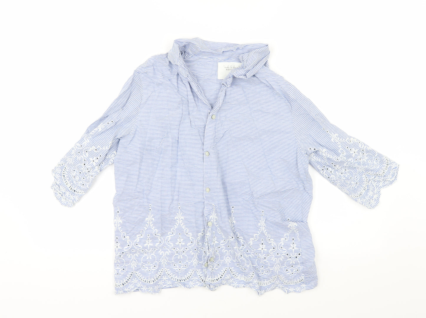 F&F Womens Blue Striped  Top Pyjama Pants Size 14