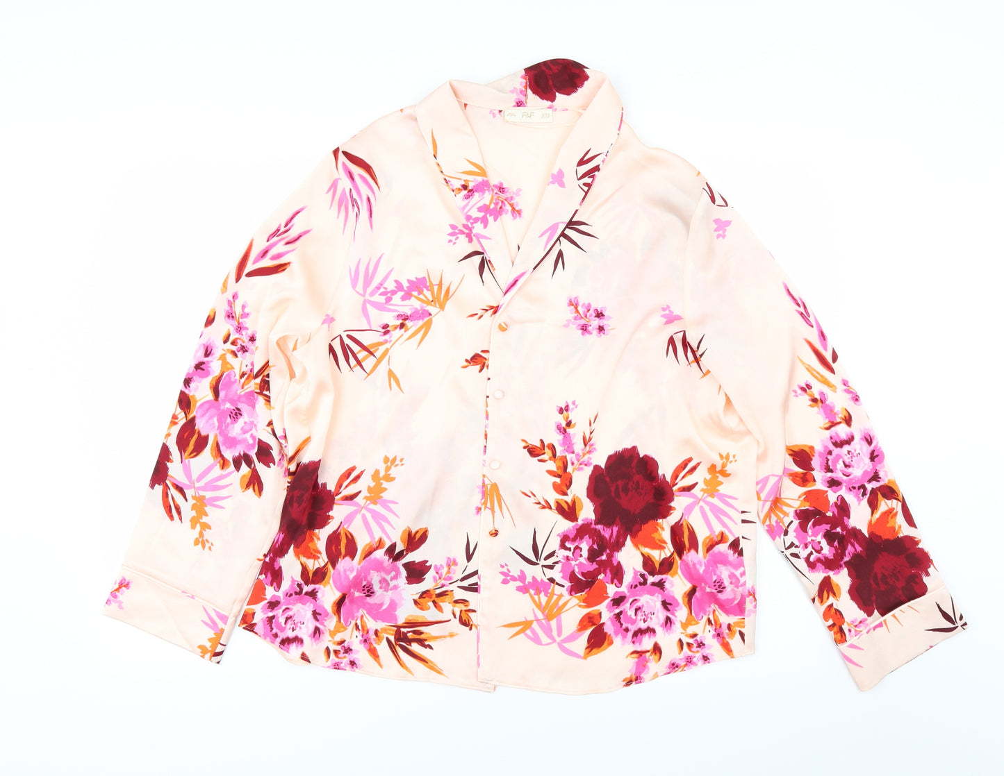 F&F` Womens Pink Floral  Top Pyjama Set Size 16