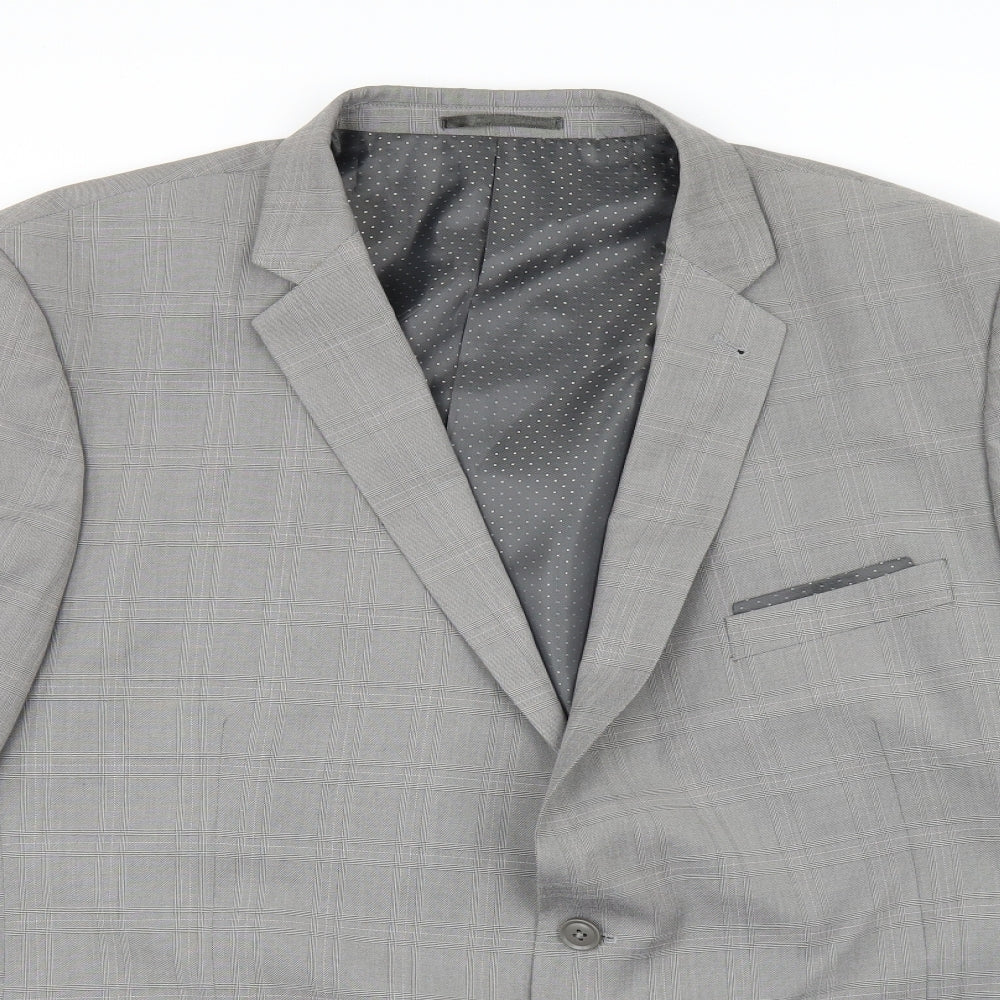 F&F Mens Grey Check  Jacket Suit Size 50