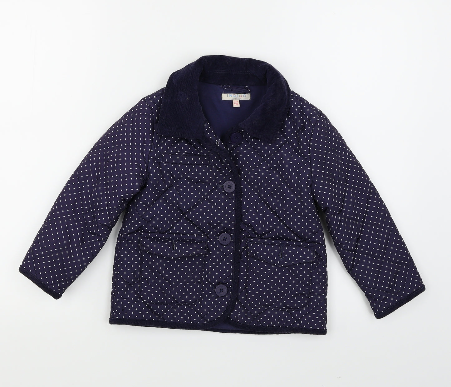 Indigo Girls Blue Polka Dot  Bomber Jacket Coat Size 3-4 Years
