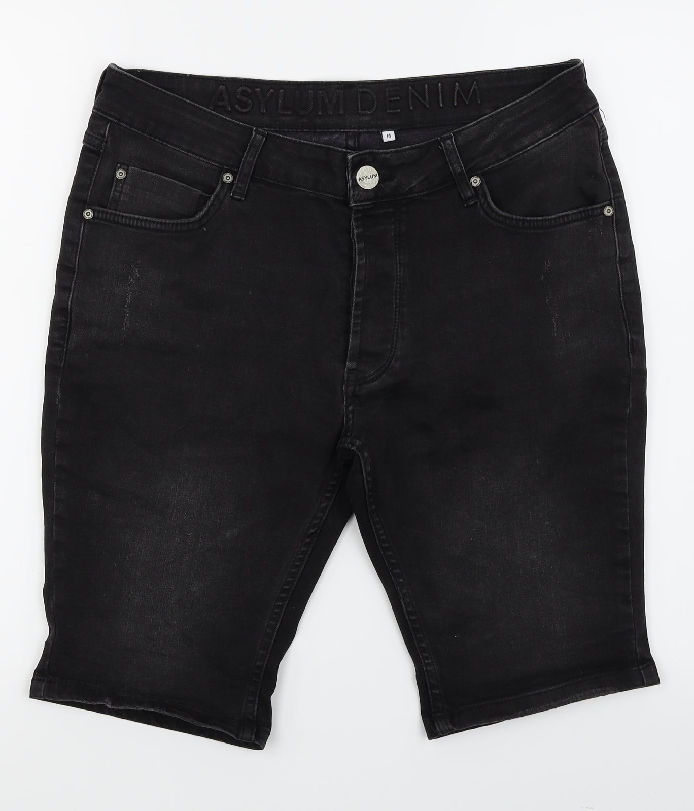 Asylum Mens Black  Denim Cargo Shorts Size M