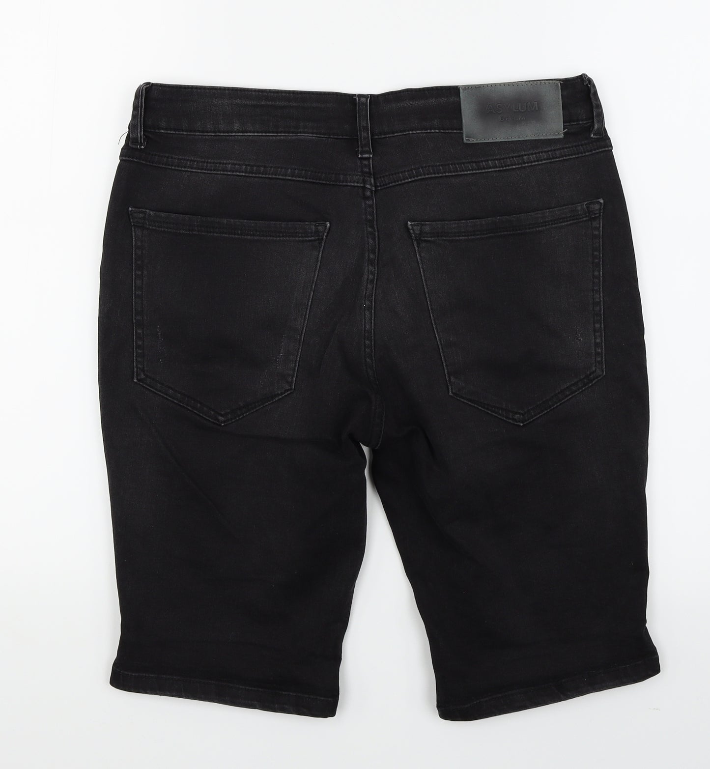 Asylum Mens Black  Denim Cargo Shorts Size M