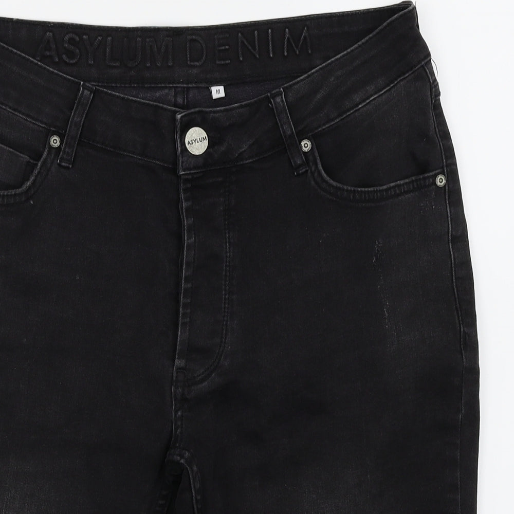 Asylum Mens Black  Denim Cargo Shorts Size M