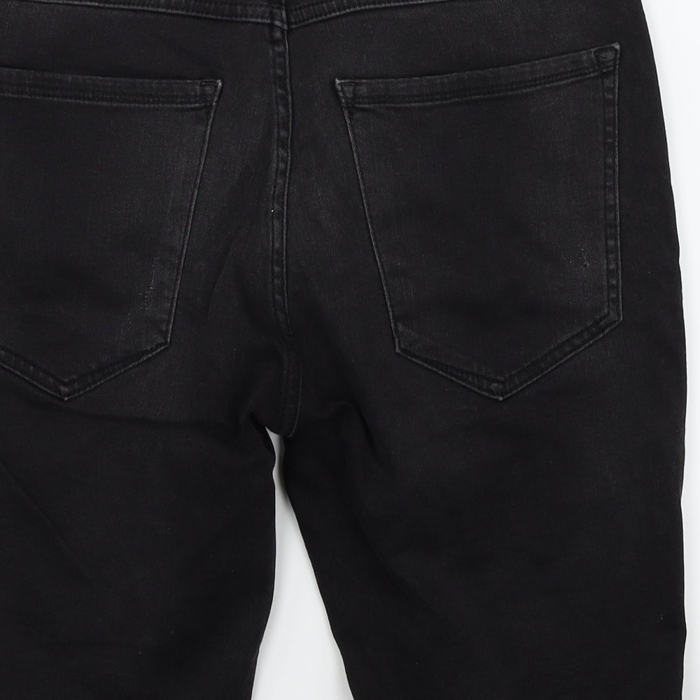 Asylum Mens Black  Denim Cargo Shorts Size M