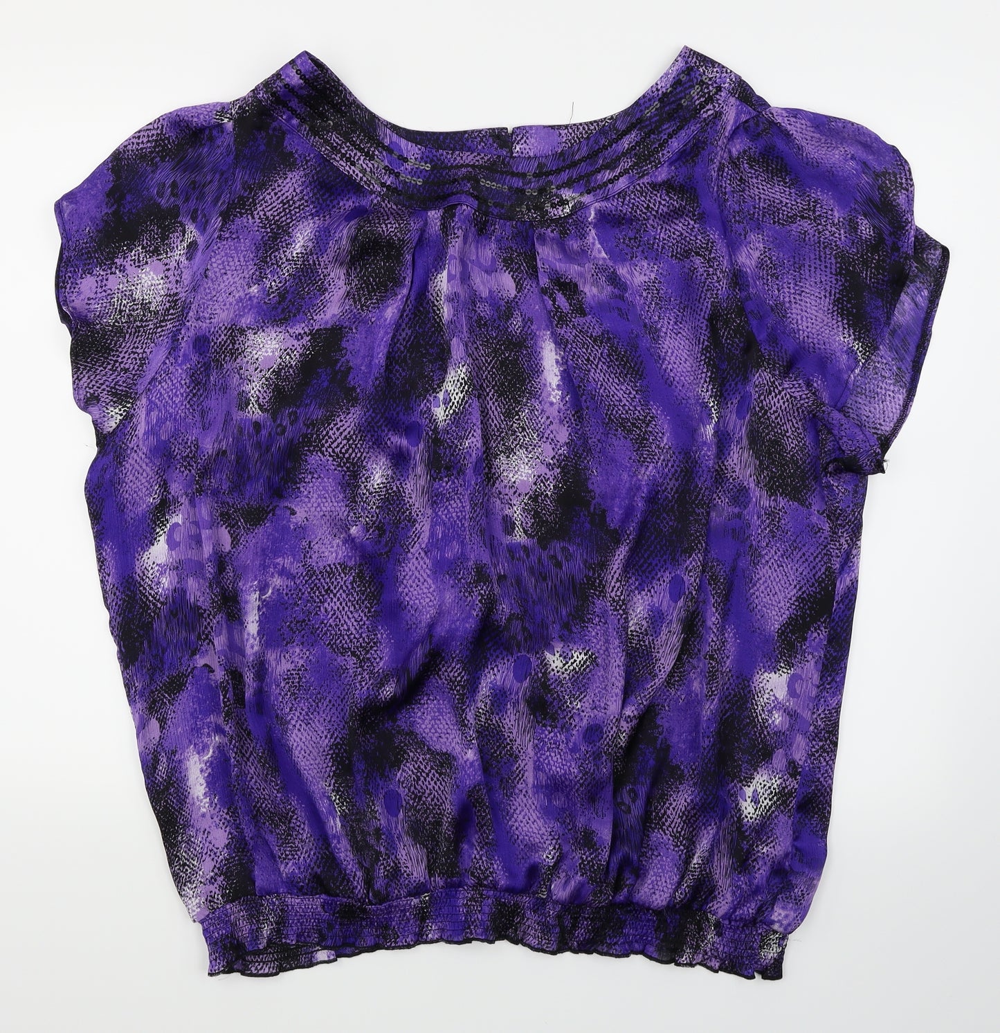 BM Womens Purple Animal Print  Basic Blouse Size 24