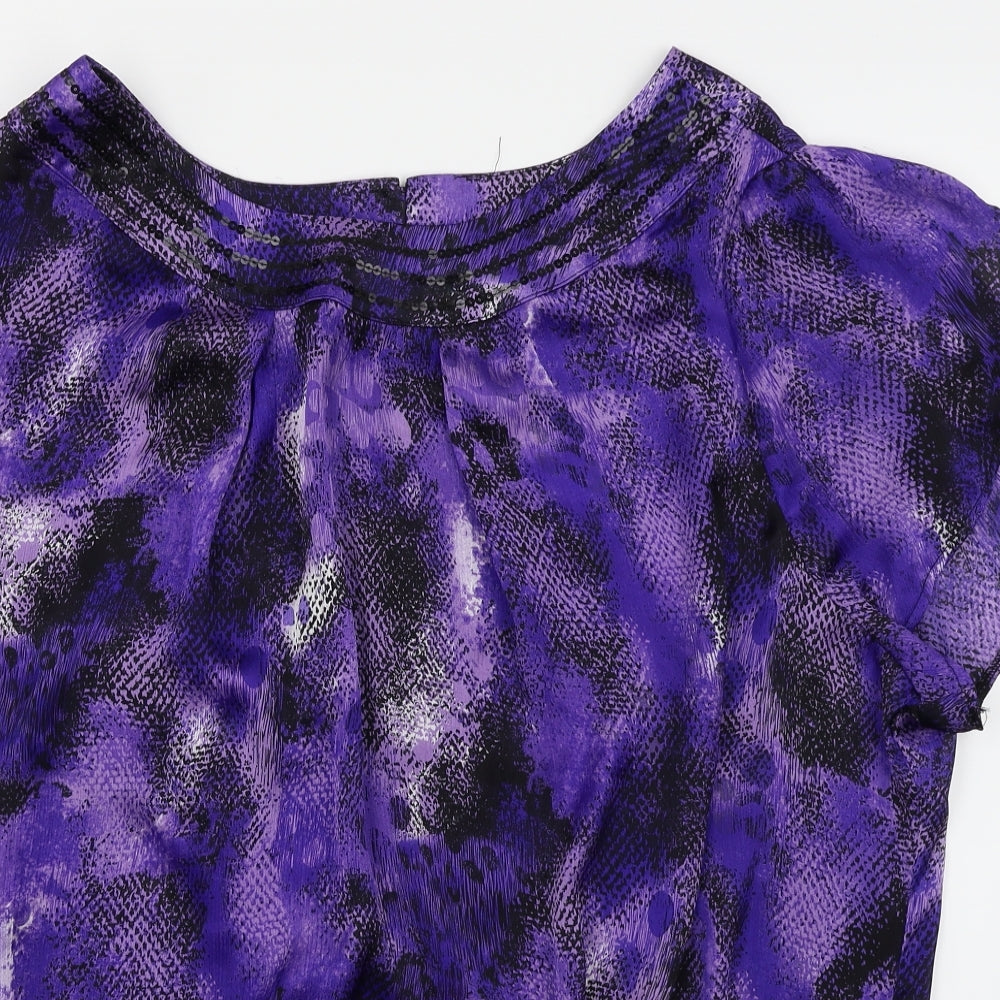BM Womens Purple Animal Print  Basic Blouse Size 24