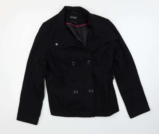 Front view of George women’s black jacket coat, size UK 12