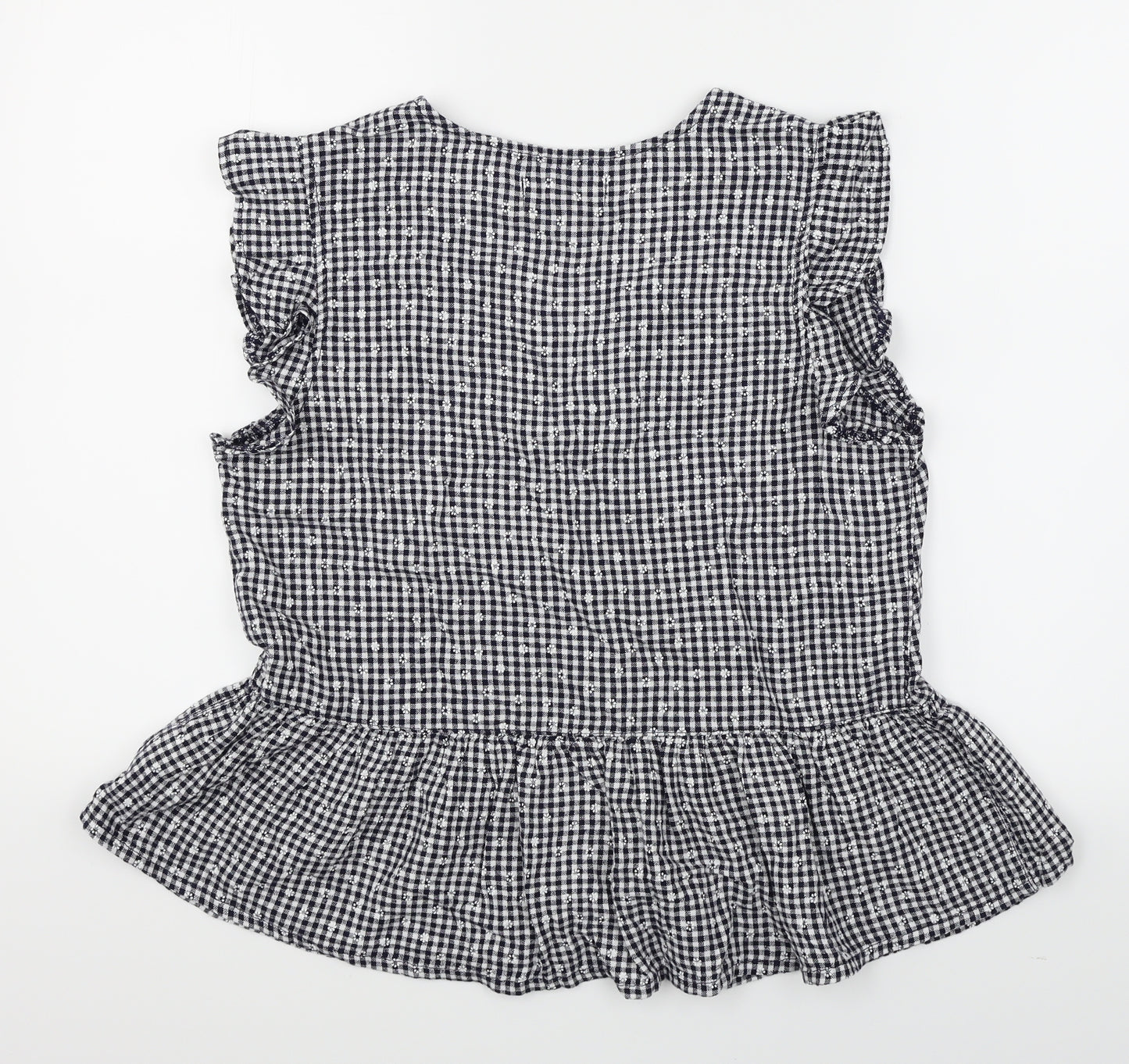 NEXT Womens Black Check  Basic Button-Up Size 12