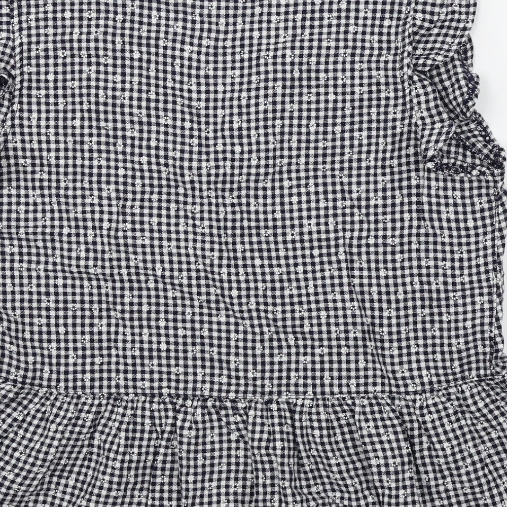 NEXT Womens Black Check  Basic Button-Up Size 12
