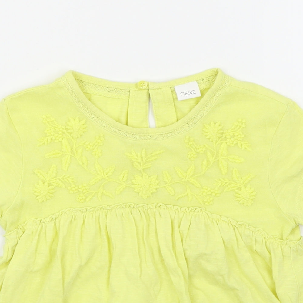 NEXT Girls Yellow   Basic T-Shirt Size 4-5 Years  - Peplum