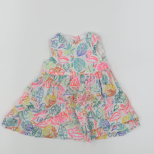 Bluezoo Girls White Floral  Skater Dress  Size 3-6 Months