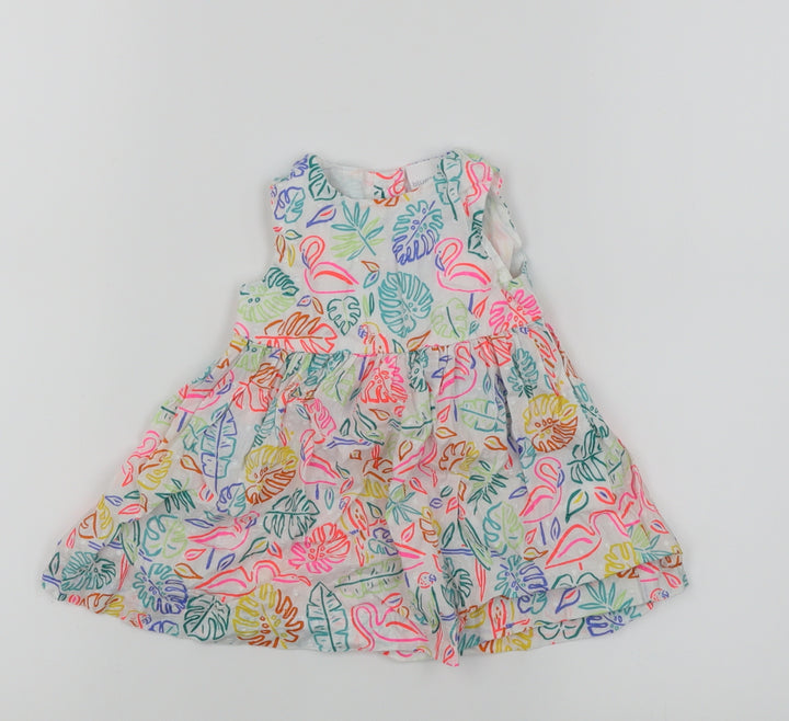 Bluezoo Girls White Floral Skater Dress Size 3-6 Months