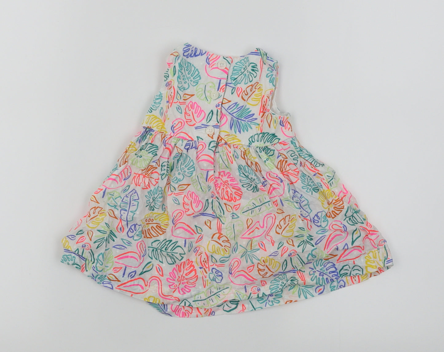 Bluezoo Girls White Floral  Skater Dress  Size 3-6 Months
