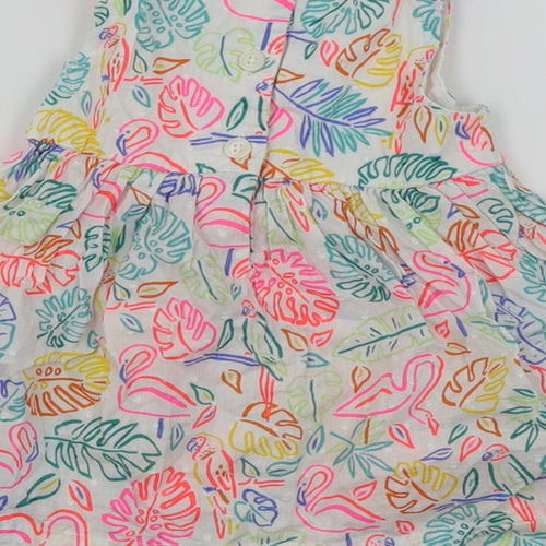 Bluezoo Girls White Floral  Skater Dress  Size 3-6 Months