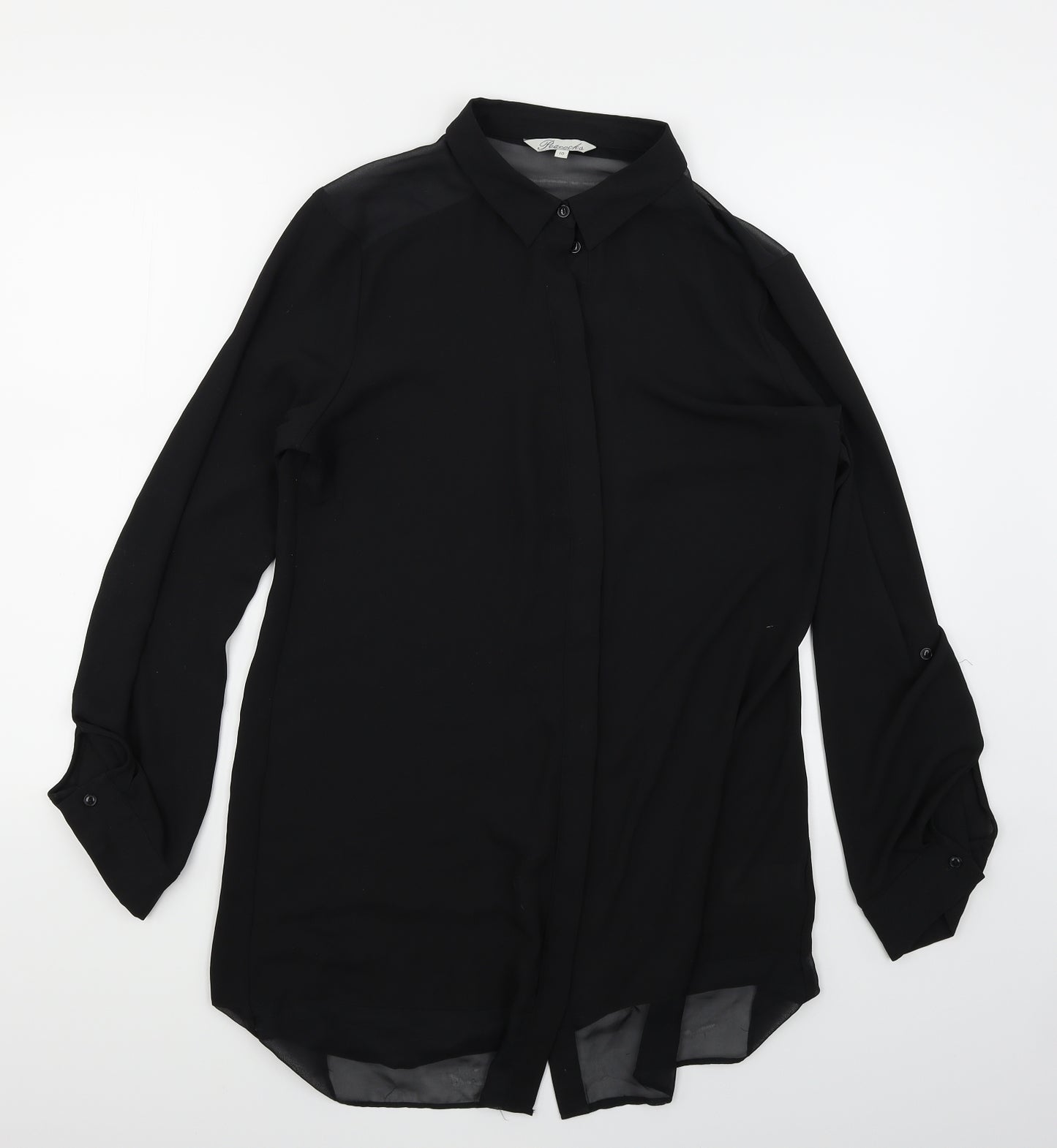 Peacocks Womens Black   Basic Button-Up Size 10