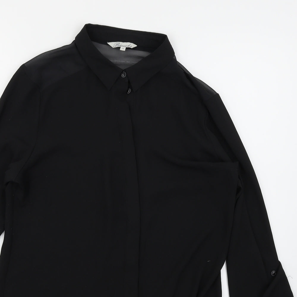 Peacocks Womens Black   Basic Button-Up Size 10