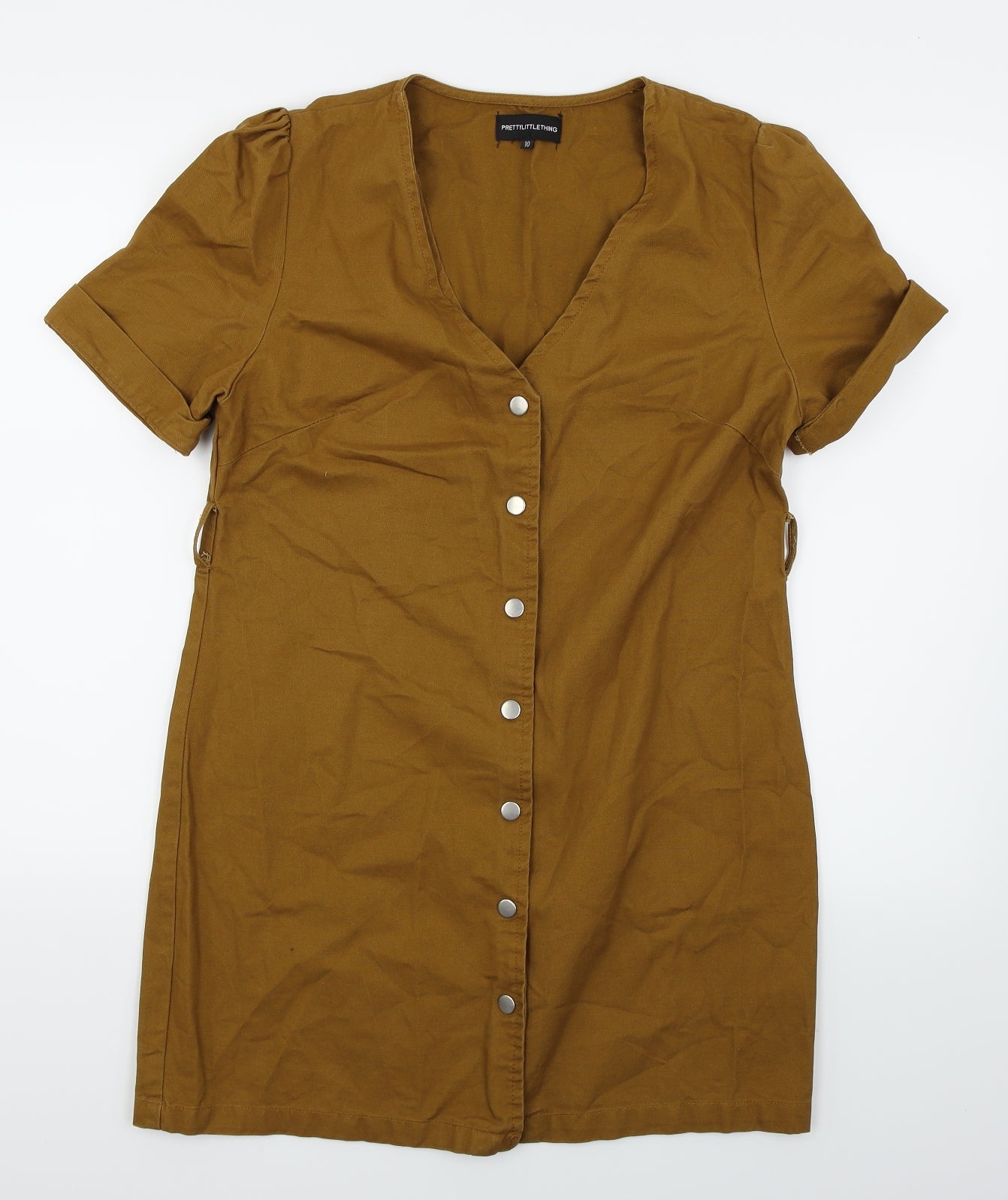 Pretty Little Thing  Womens Brown   Shirt Dress  Size 10