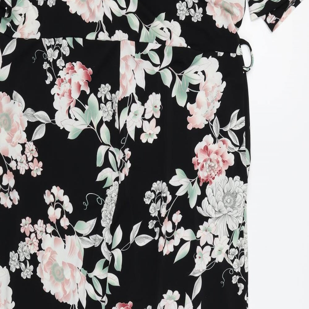 Preworn Womens Black Floral  Jumpsuit One-Piece Size 20