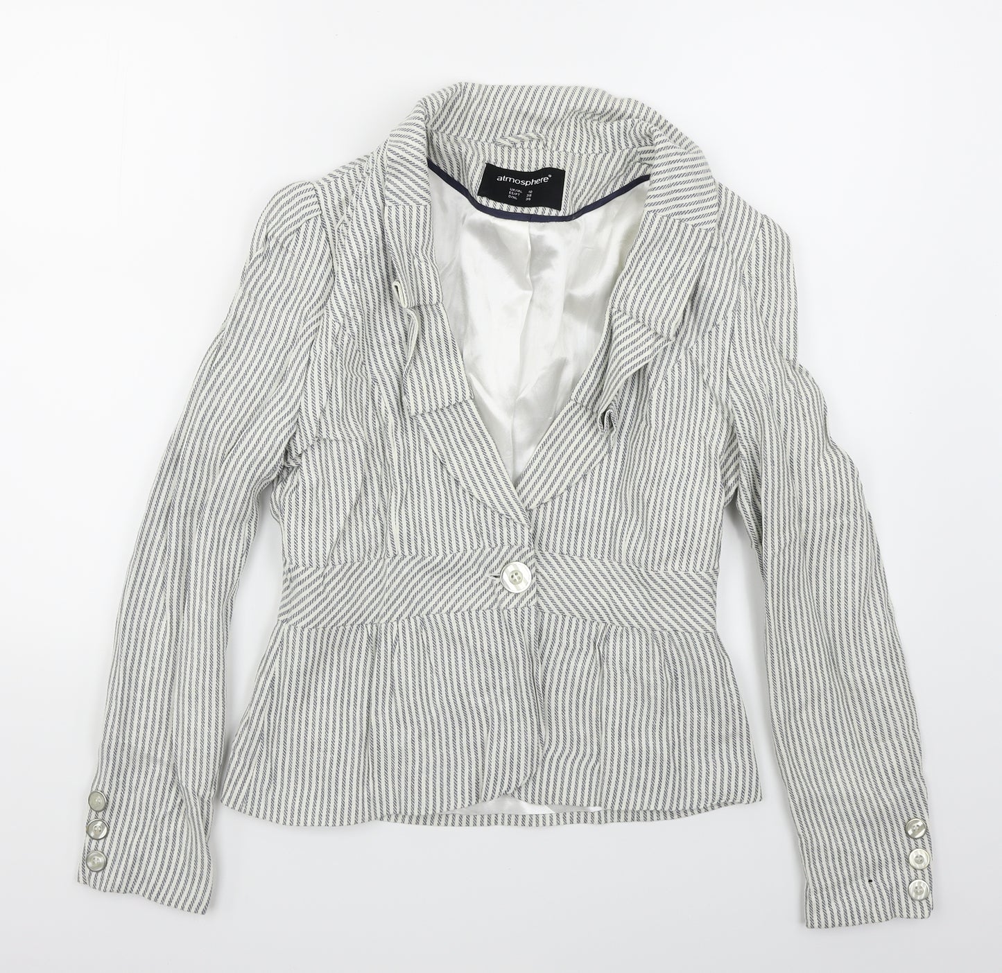 Atmosphere Womens Blue Striped  Jacket Blazer Size 10