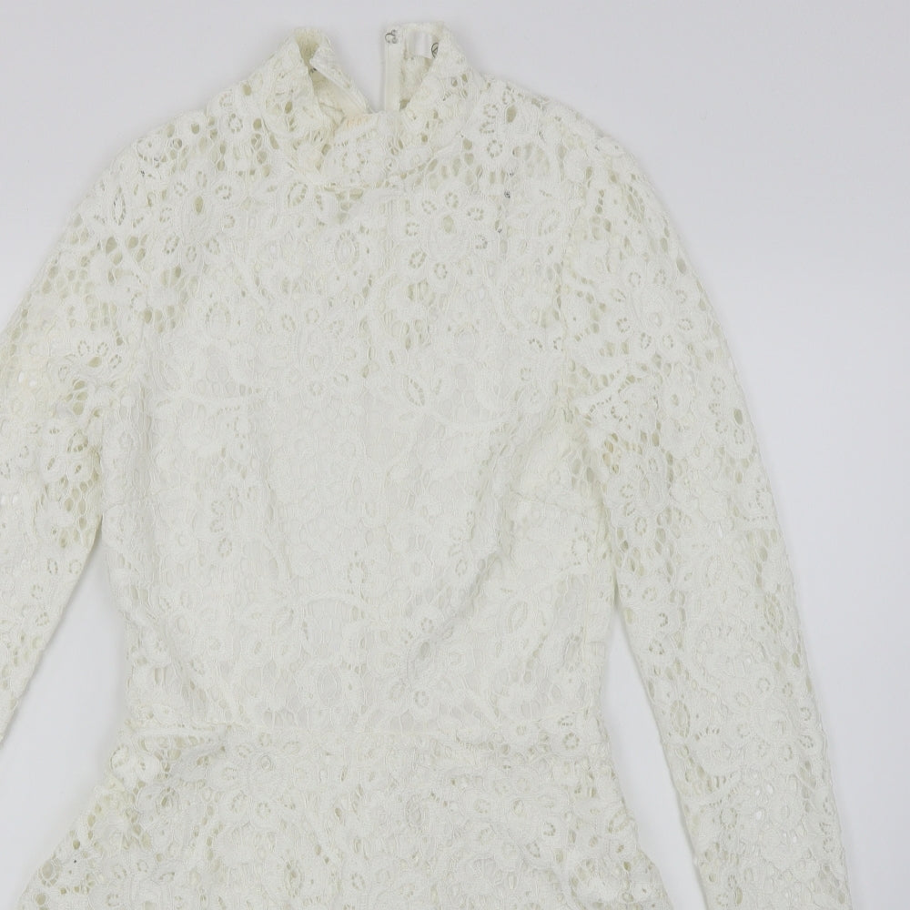 Missguided Womens White   Fit & Flare  Size 8  - Lace