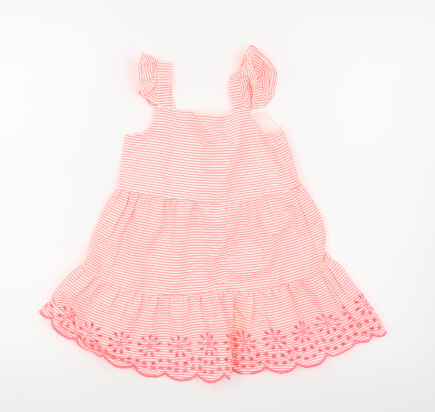 TU Girls Orange Striped  Fit & Flare  Size 2-3 Years