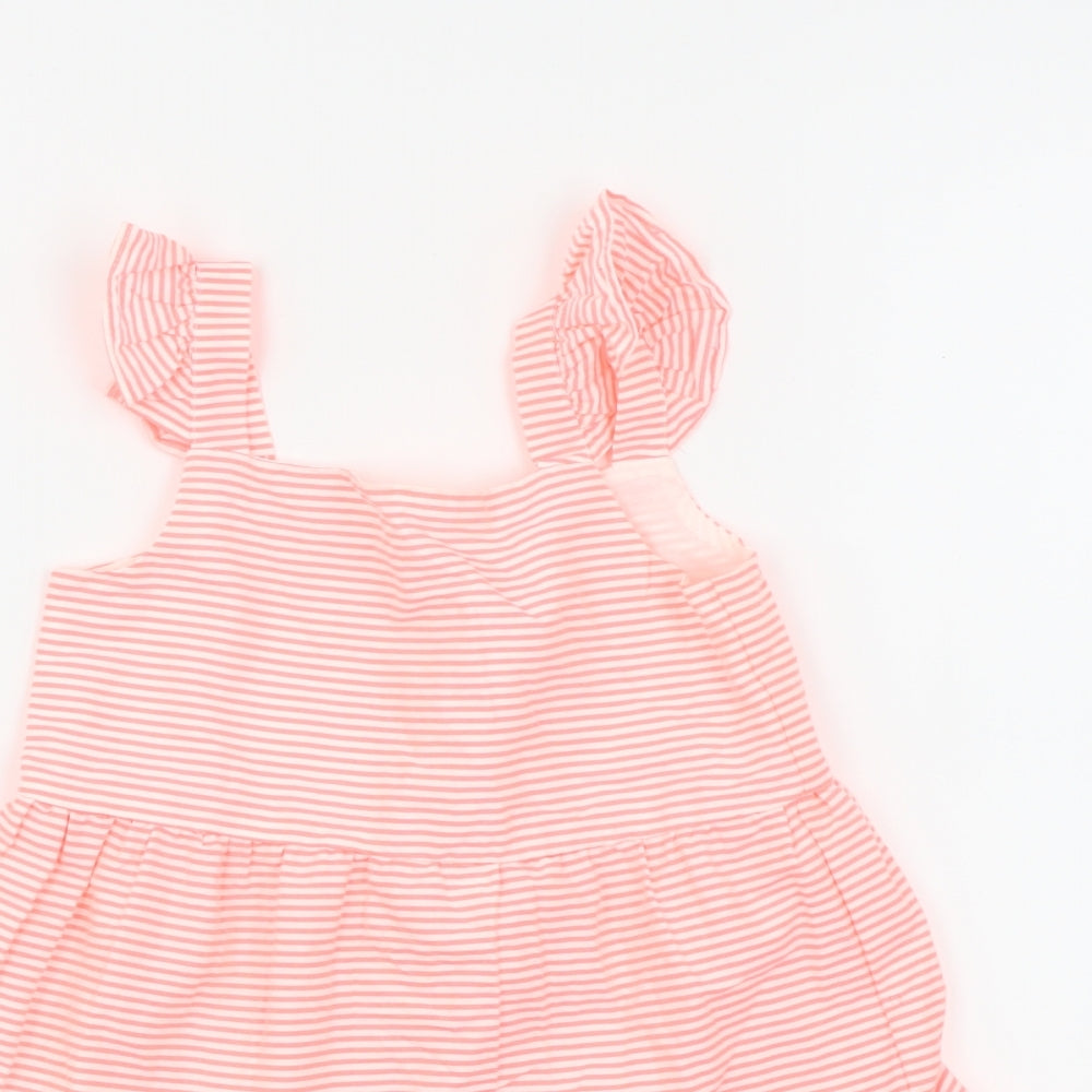TU Girls Orange Striped  Fit & Flare  Size 2-3 Years
