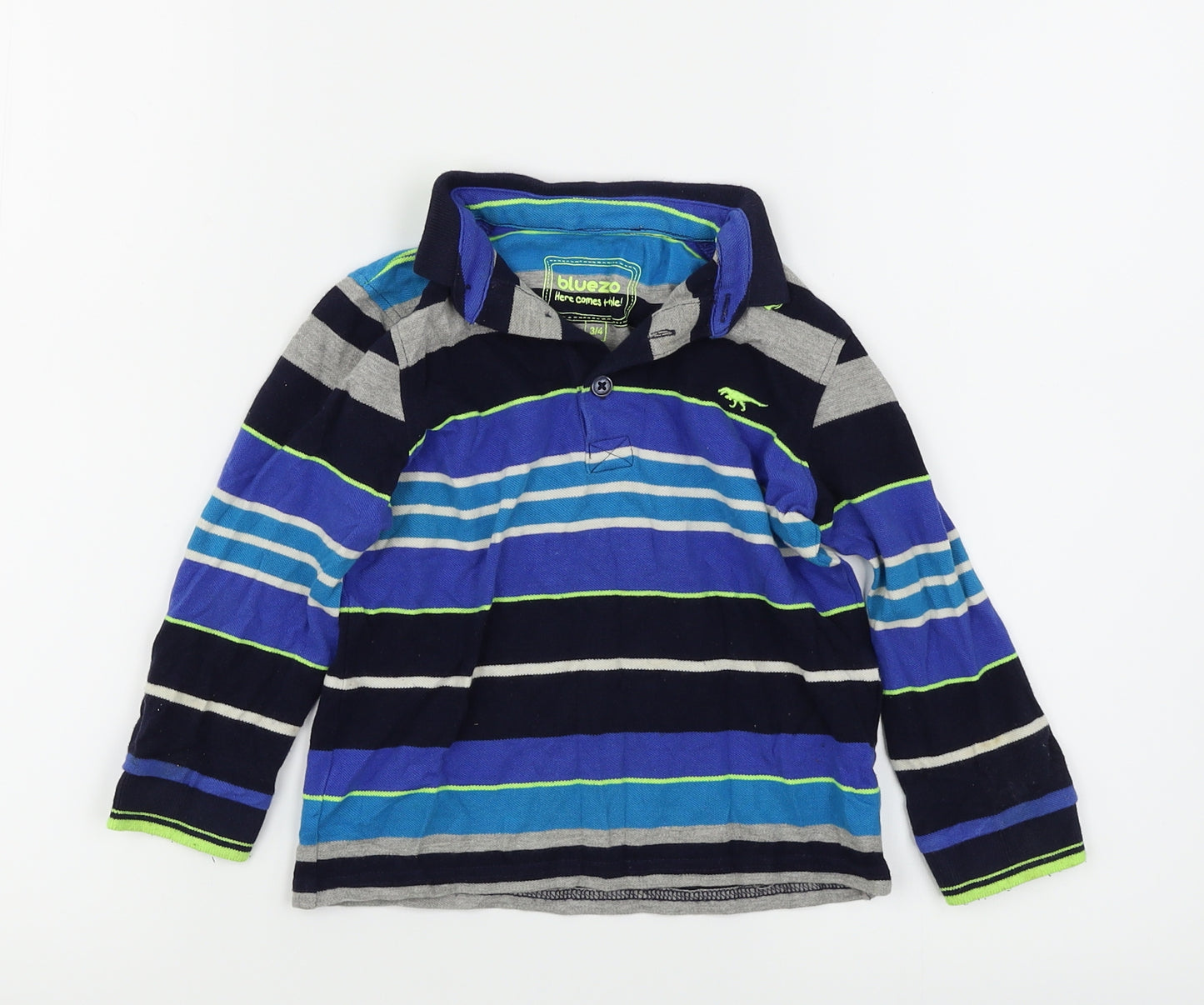 Bluezoo Boys Blue Striped  Basic Polo Size 3-4 Years