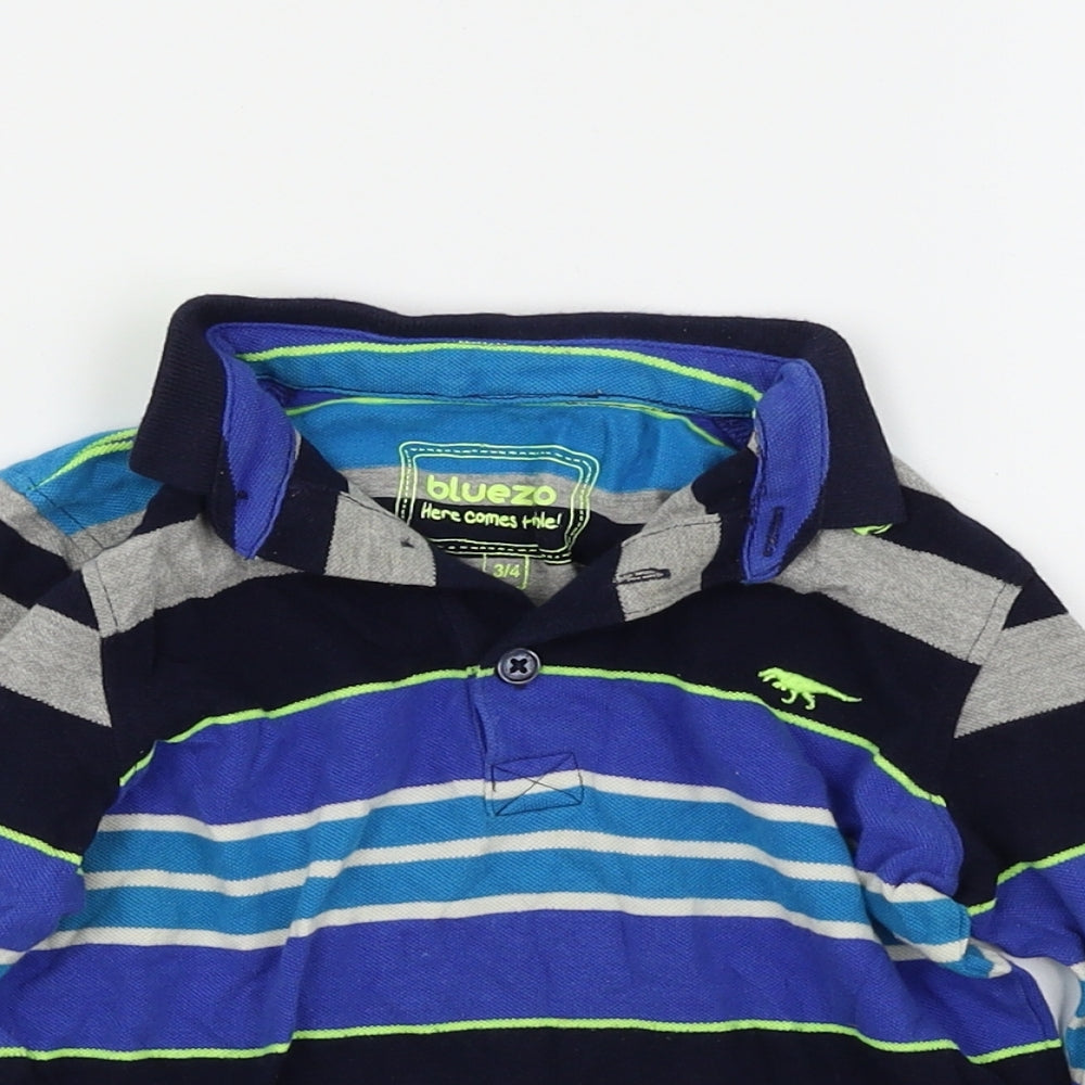 Bluezoo Boys Blue Striped  Basic Polo Size 3-4 Years