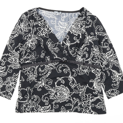 Per Una Womens Black Floral  Basic Blouse Size 16