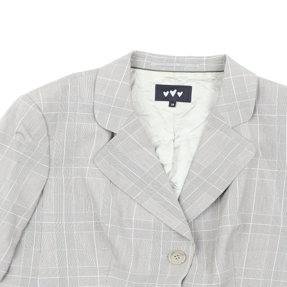 Per Una Womens Beige Plaid  Jacket Blazer Size 18