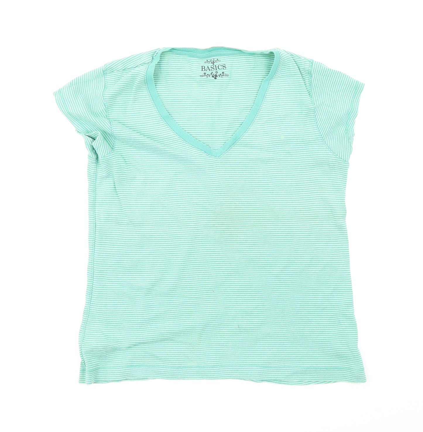 Atmosphere Womens Green Striped  Basic T-Shirt Size 14