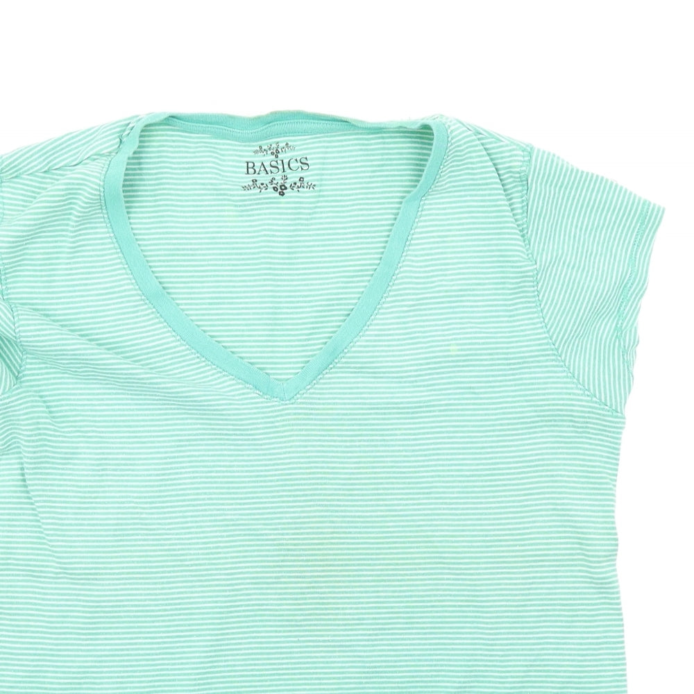 Atmosphere Womens Green Striped  Basic T-Shirt Size 14