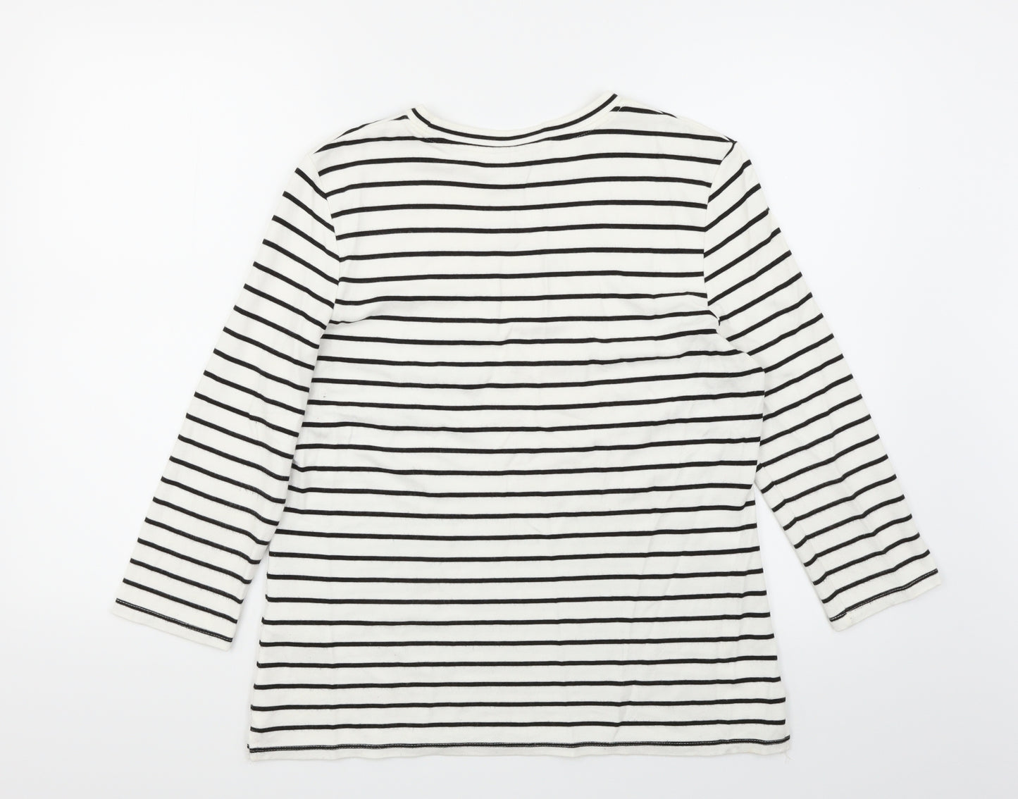Warehouse Womens White Striped  Basic T-Shirt Size 16