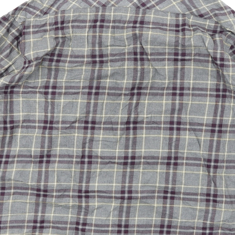 Hammond & Co Mens Grey Plaid   Button-Up Size XL