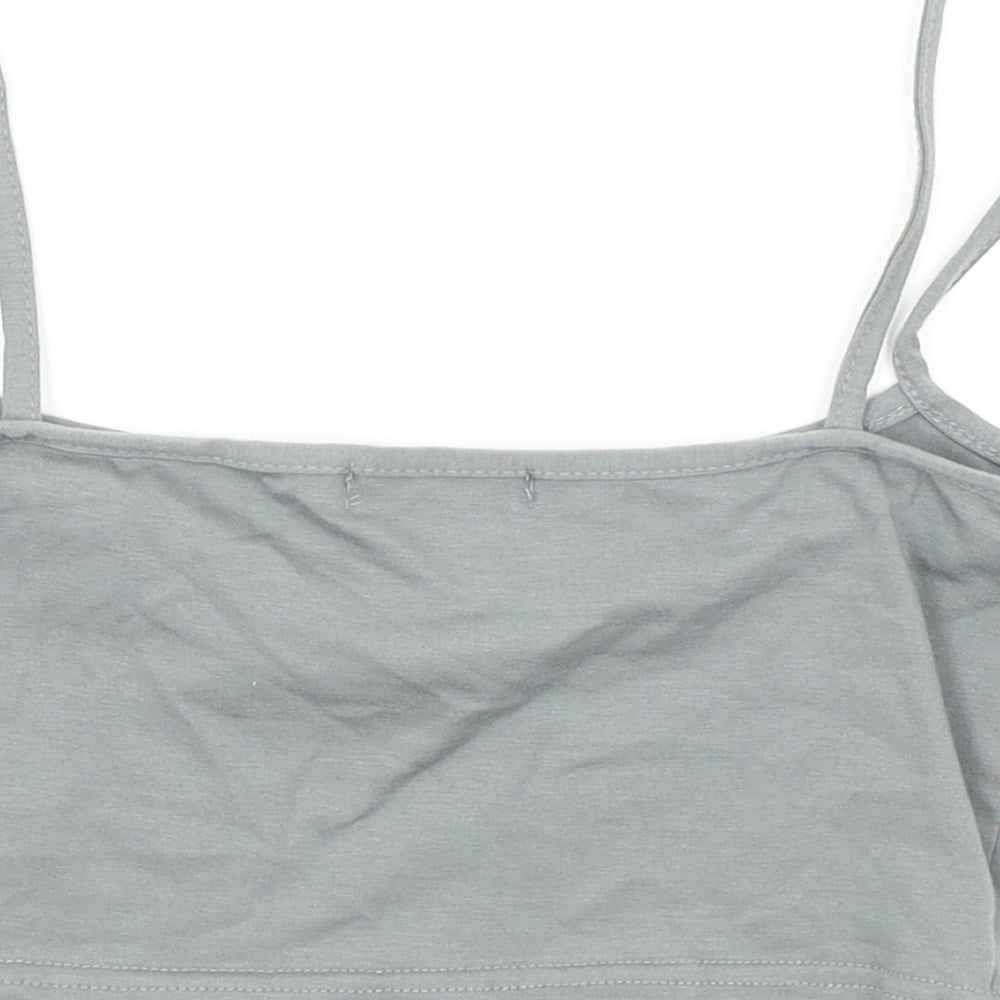 Pretty Little Thing Womens Grey   Camisole T-Shirt Size 8  - Cropped