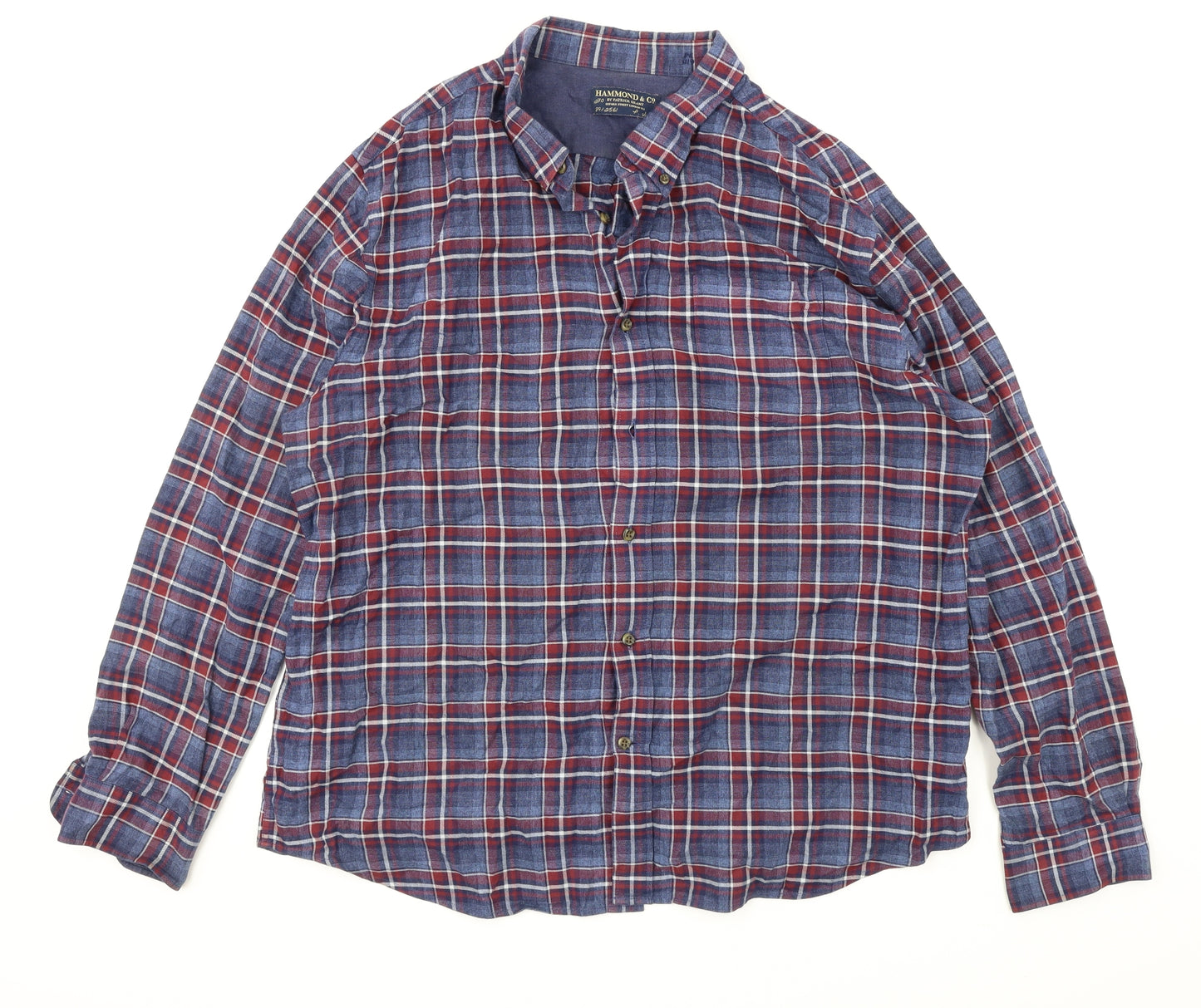 Hammond & Co Mens Blue Plaid   Button-Up Size XL