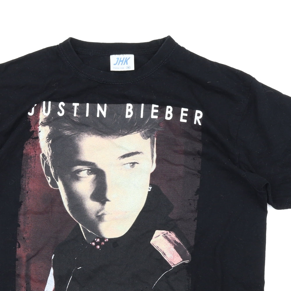 JHK Womens Black   Basic T-Shirt Size M  - Justin Bieber