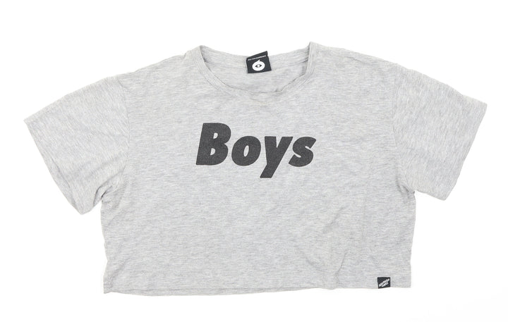 Illustrated People Womens Grey   Cropped T-Shirt Size M